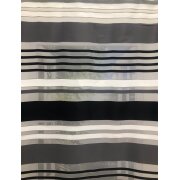 Vorhang Dekoschal mit Querstreifen weiß schwarz grau teiltransp., fertig genäht