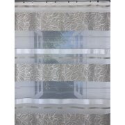 Vorhang Dekoschal mit Querstreifen Blätter beige creme teiltransp., fertig genäht