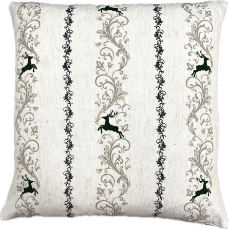 Kissenhülle Kissen Bezug Landhaus Hirsch Ranke beige grün 45x45cm