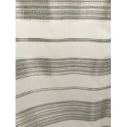 Vorhang Dekoschal mit Querstreifen Lurex silber grau teiltransp., fertig genäht