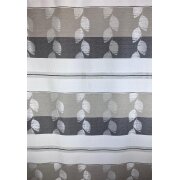 Vorhang Dekoschal Blätter Querstreifen beige braun weiß  teiltransp., fertig genäht