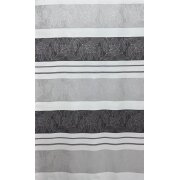 Vorhang Dekoschal Querstreifen Blätter braun grau creme teiltransp., fertig genäht