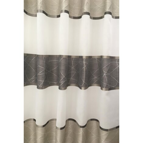 Vorhang Dekoschal Querstreifen gemustert braun beige weiß teiltransparent, fertig genäht