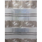 Vorhang Dekoschal Querstreifen Blumen hellbraun creme weiß teiltransparent, fertig genäht