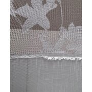 Vorhang Dekoschal Querstreifen Blumen hellbraun creme weiß teiltransparent, fertig genäht