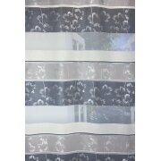 Vorhang Dekoschal Querstreifen Blumen beige creme weiß teiltransp., fertig genäht