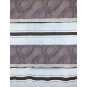 Vorhang Dekoschal Querstreifen Kreise rot braun weiß teiltransp., fertig genäht