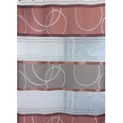 Vorhang Dekoschal Querstreifen Kreise rotbraun weiß teiltransp., fertig genäht