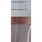 Vorhang Dekoschal Querstreifen Kreise rotbraun weiß teiltransp., fertig genäht