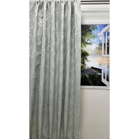 Dekostoff Vorhang Blätter Musterfäden braun gelb grün creme blickdicht, Meterware