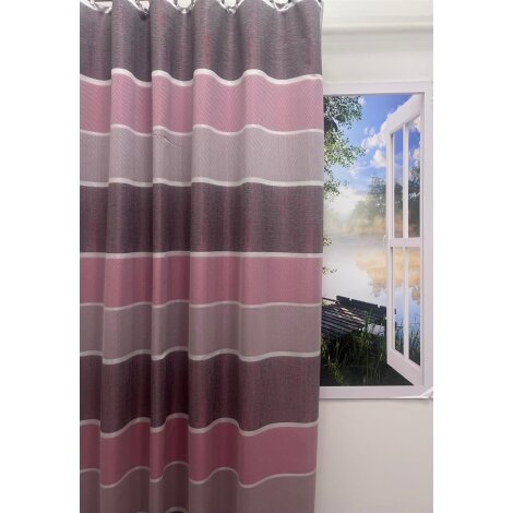 Vorhang Dekoschal Querstreifen rosa grau weiß blickdicht, fertig genäht