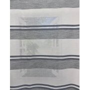 Vorhang Dekoschal Querstreifen graublau weiß teiltransparent, fertig genäht