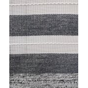 Vorhang Dekoschal Querstreifen graublau weiß teiltransparent, fertig genäht