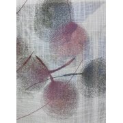 Vorhang Dekoschal Kreise rohweiß moosgrün grau rot teiltransp., fertig genäht