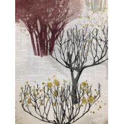 Vorhang Dekoschal Druck Baum natur weinrot grau blickdicht, fertig genäht