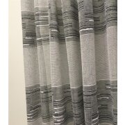 Deko Gardinenstoff Vorhang Streifen Fransen grau anthrazit teiltransp, Reststück 1,8 m