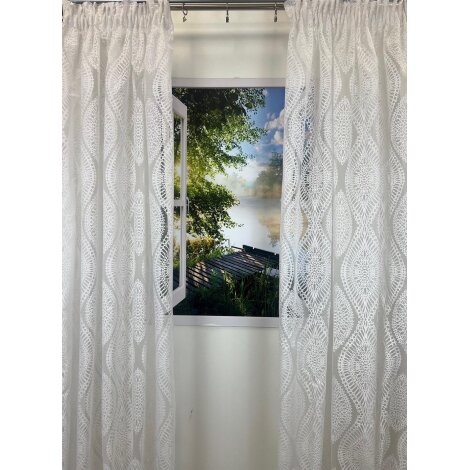 Musterfenster aus 2 Dekoschals Ornamente weiß, Höhe 2,39 m