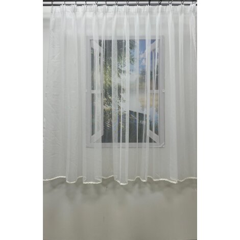 Stores transparent einfarbig creme mit Satinband Abschluss fertig genäht,B=1,20 m H=1,41m