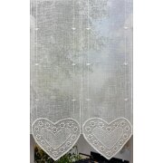 Panneaux Scheibengardine Stickereiabschluss Herz creme weiß H 60 cm, Meterware