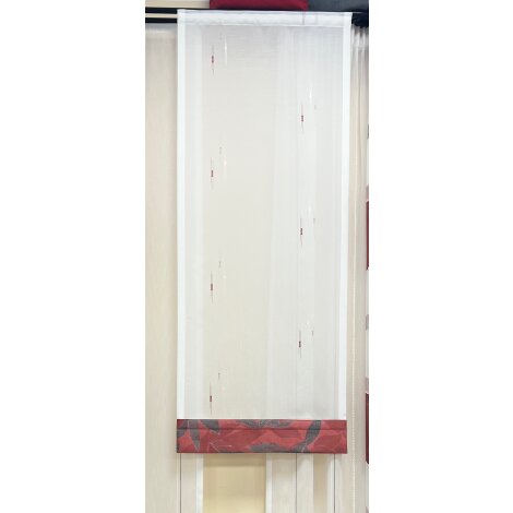 Flächenvorhang in weiß rot grau, Blätter Balken fertige Höhe 153,5 cm