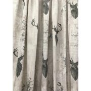 Deko Stoff Gardine Vorhang Landhaus Hirsch grau beige blickdicht, Reststück 1,35 m