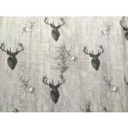 Deko Stoff Gardine Vorhang Landhaus Hirsch grau beige blickdicht, Reststück 1,35 m