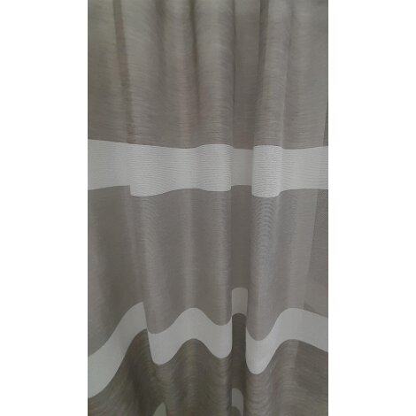 Vorhangstoff Dekostoff Gardine Streifen weiß schlamm teiltransparent, Reststück 5,1 m