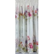 Stores transparent Leinenoptik Blumen lila pink gelb creme mit Bleiband Abschluss fertig genäht,B=1,27 m H=1,08 m