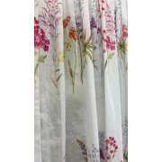 Stores transparent Leinenoptik Blumen lila pink gelb creme mit Bleiband Abschluss fertig genäht,B=1,27 m H=1,08 m