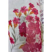Stores transparent Leinenoptik Blumen lila pink gelb creme mit Bleiband Abschluss fertig genäht,B=1,27 m H=1,08 m