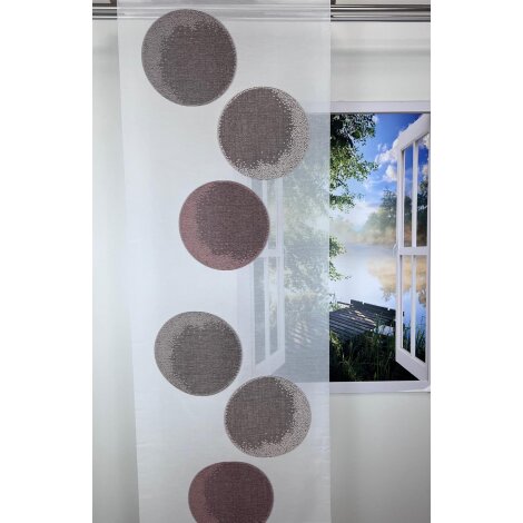 Flächenvorhang Schiebegardine Kreise rot braun teiltransparent, B=60, Maßanfertigung