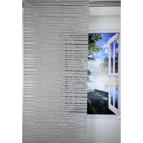 Flächenvorhang Schiebegardine Querstreifen beige teiltransparent, B=60, Maßanfertigung