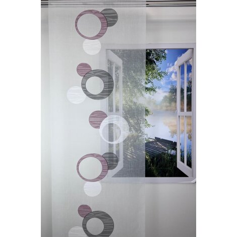 Flächenvorhang Schiebegardine Kreise weiß rot braun teiltransparent, B=60, Maßanfertigung