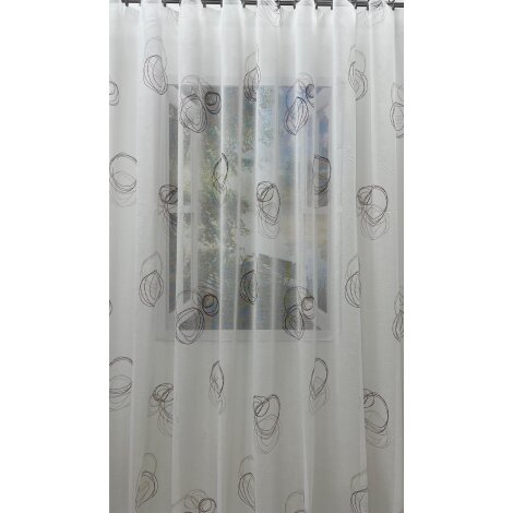 Stores Vorhang Kreise braun weiß transparent, 280 cm, Meterware