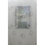 Stores Vorhang Kreise braun weiß transparent, 280 cm, Meterware