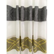 Dekostoff Vorhang Querstreifen weiß grau senf...