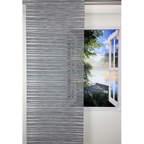 Flächenvorhang Schiebegardine Querstreifen grau teiltransparent, B=57, Maßanfertigung