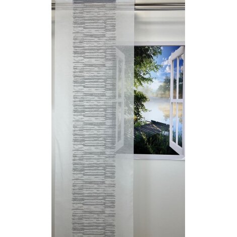 Flächenvorhang Schiebegardine Shirley weiß anthrazit, teiltransparent, Maßanfertigung