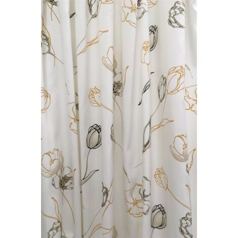 Deko Stoff Gardine Vorhang Blumen creme braun ocker blickd., Meterware