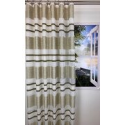 Dekostoff Gardine Vorhang Streifen grün beige weiß teiltransparent, Meterware