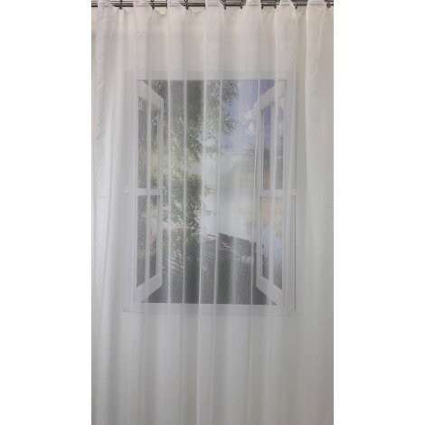 Stores Vorhang Leinenoptik creme Gitteroptik transparent, Meterware