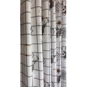 Dekostoff Gardine Vorhang Karo Hirsch Ornamente creme...