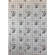 Dekostoff Gardine Vorhang Karo Hirsch Ornamente creme grau braun blickdicht, Meterware