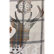 Dekostoff Gardine Vorhang Karo Hirsch Ornamente creme grau braun blickdicht, Meterware