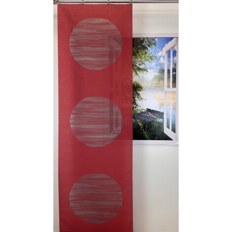 Flächenvorhang Schiebegardine Kreise rot grau teiltransparent, B=60 cm, Maßanfertigung