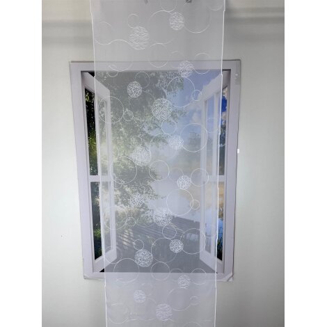 Flächenvorhang Schiebegardine B=45 cm Kreise weiß transparent, Maßanfertigung