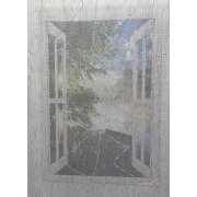 Vorhang Dekoschal Leinenoptik grau mit Chenillewelle teiltransparent, fertig genäht