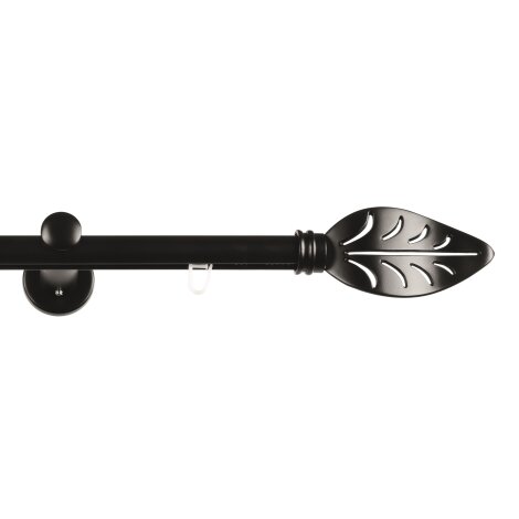 Endstück Blatt schwarz matt Gardinenstange Carrera 19 mm