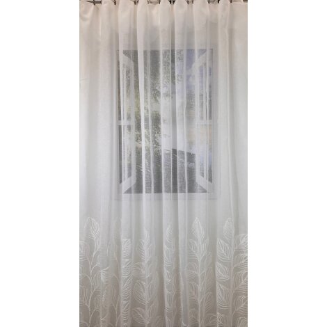 Stores Gardinenstoff Vorhang Käseleinen Blätter natur rohweiß transparent, Meterware