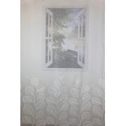 Stores Gardinenstoff Vorhang Käseleinen Blätter natur rohweiß transparent, Meterware